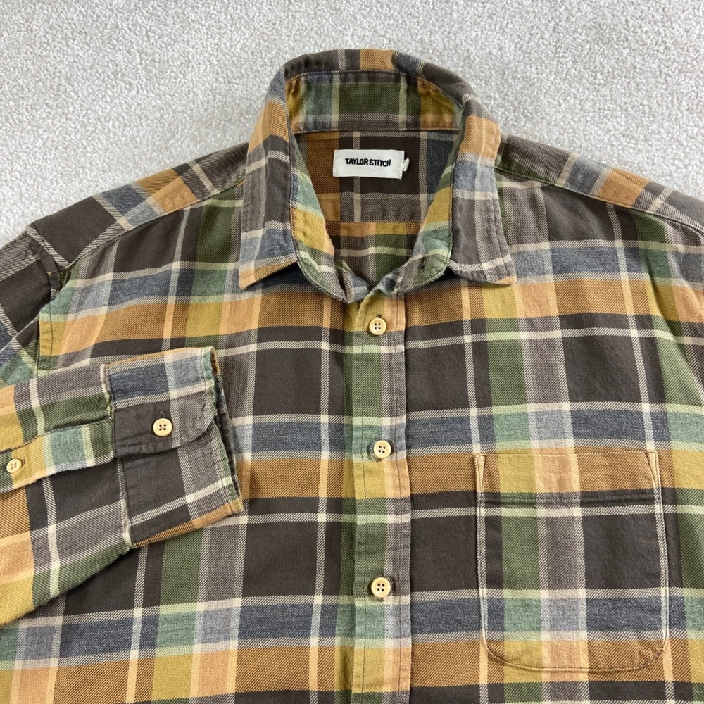 Taylor Stitch California Button Down Shirt Mens 42 Plaid Organic Cotton Flannel